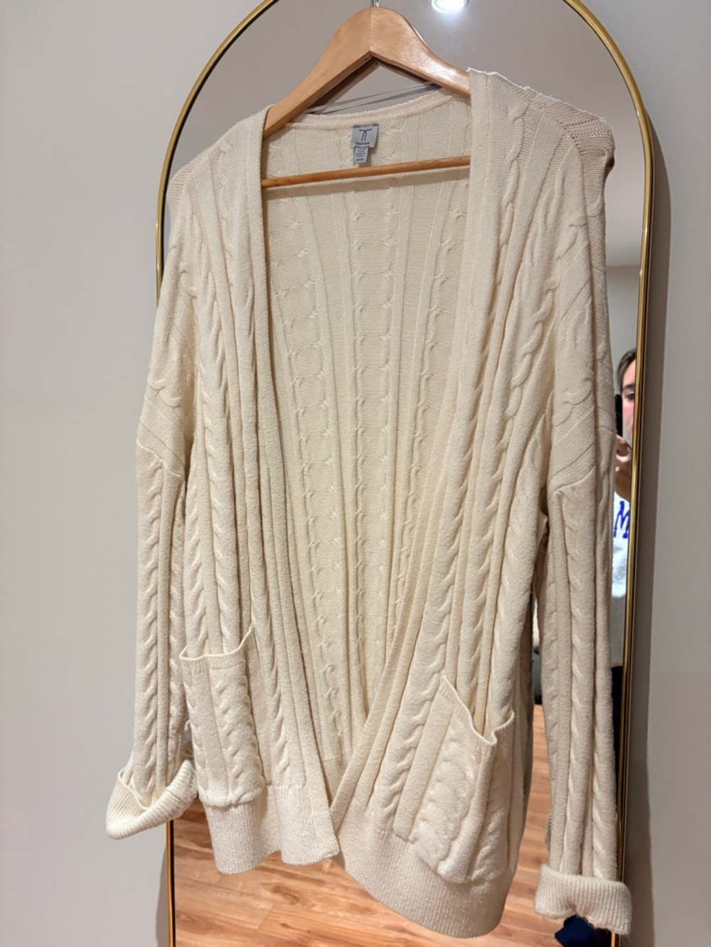 Tristan Cream Cable-Knit Open Cardigan